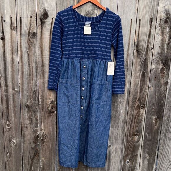 Rabbit Rabbit Rabbit Vintage Long Sleeve Button Front Denim Dress Petite Size 6 - Picture 14 of 14